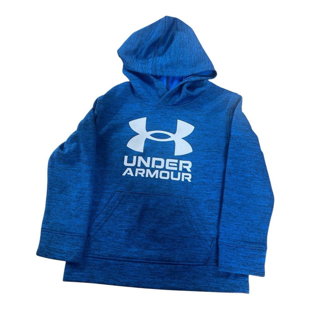 Under Armour Hoodie Boy's Blue Sweatshirt Pullover Polyester Logo Youth Small‎